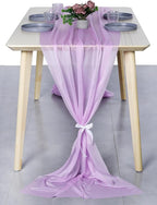 MDS 2 Pack 14ft Chiffon Table Runner 29 x 170 Inches Sheer Wedding Runner Romantic Rustic Table Runner for Wedding Decorations, Birthday Parties, Bridal Shower Party Arch Decor - Orchid