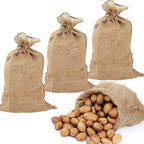 Agfabric Burlap Sacks 4pack 20"×40" Burlap Storage Bag with Strings, 100% Jute Fabric, Reusable Potato Bag for Food Storage, Plant, Gardening Planting, Food Grade, Set of 4