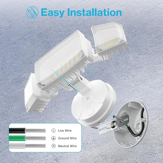 Olafus 80W Flood Lights Outdoor, Switch Controlled 8000LM LED Security Lights, IP65 Waterproof Outside Floodlights, 6500K Exterior Flood Light Fixture Wired for House Yard Porch Eave White