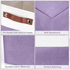 Storage Bins Large Fabric Storage Baskets for Shelves 3 Pack, Decorative Linen Closet Baskets with Handles for Organizing, Shelf, Clothes, Home, Office, 15x11x9.5Inches (Purple&White)