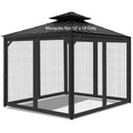 10'x10' Gazebo Mesh Netting, 4 Panels with Zippers, Black