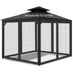 10'x10' Gazebo Mesh Netting, 4 Panels with Zippers, Black