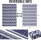 OLANLY Waterproof Outdoor Rug 5x8 ft Clearance, Reversible Outdoor Plastic Straw Rug, RV Mat, Indoor Outdoor Carpet for Patio, Camping, Balcony, Deck, Backyard, Navy & White
