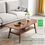 2-Tier Solid Oak Wood Coffee Table - Practical Center Table with Double Storage for Small Apartments, Living Rooms, Bedrooms, and Offices (Walnut, 39.37" D x 19.69" W x 17.32" H)