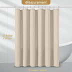 Beige Fabric Shower Curtain - Waffle Textured Heavy Duty Shower Curtains for Bathroom, 256GSM Hotel Spa Luxury Weighted Bath Curtain with 12 Hooks, 72x96, Beige