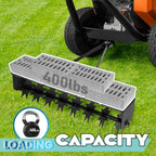 45" 3-Second Hooked Tow Aerator - 400 lbs Capacity Aerators with Galvanized Steel Spikes and Weighted Tray, Rolling Soil Aerators for Tractor/Mower, Farm and Golf Course