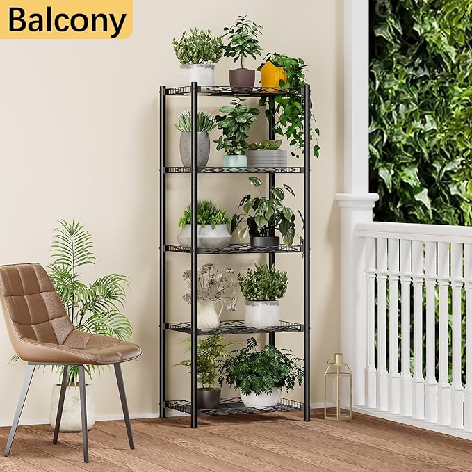 VETALLO Wire Shelving Units,5 Tier Metal Shelves,Storage Rack Small Shelf, Utility Narrow Standing Racks Unit for Kitchen,Garage, Pantry, Laundry,Bathroom,Closet Organizer (16.6" L x 11.8" W x 53" H)