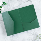 20 PCS Emerald Green Tri-fold Laser Cut Wedding Invitation Pockets for 5x7 Wedding Cards Bridal Shower Engagement Quinceanera Invitation