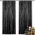 Black Sequin Backdrop Curtain 2 Pieces 2FTx8FT Glitter Photography Backdrop for Party Wedding Birthday Christmas Decorations