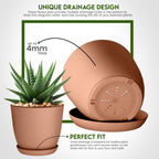 Plant Pots Indoor with Drainage, 5 Pack Multi-Size Planters Set, Terracotta