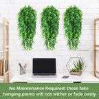 Hoteam 12 Pcs Artificial Hanging Plants 32 Inch Fake Ivy Vines with Fake Leaves Patio Artificial Plants Greenery for Living Room Indoor Outdoor Wall, No Basket (Eucalyptus)