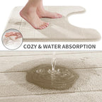 Yimobra Memory Foam Toilet Bath Mat U-Shaped, Soft and Comfortable, Super Water Absorption, Non-Slip, Thick, Machine Wash and Easier to Dry for Bathroom Commode Contour Rug, 24 X 24 Inches, Cream