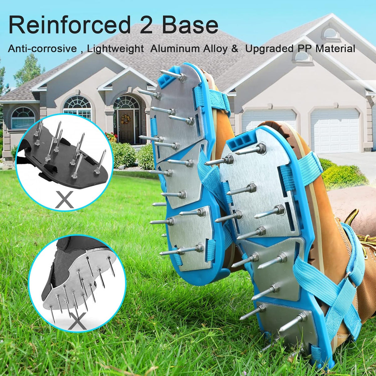 Lawn Aerator Shoes - Fully Assembled Soil Aeration Shoe Pair - Yard Aerator Tool for Aerating Patio Garden Grass Lawn