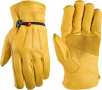 Wells Lamont Leather Work Gloves for Men – Heavy Duty, Cowhide, Abrasion & Puncture Resistant – Adjustable Wrist, Gunn Cut Design, Ideal for Ranching, Farming, Construction -Saddletan - XL