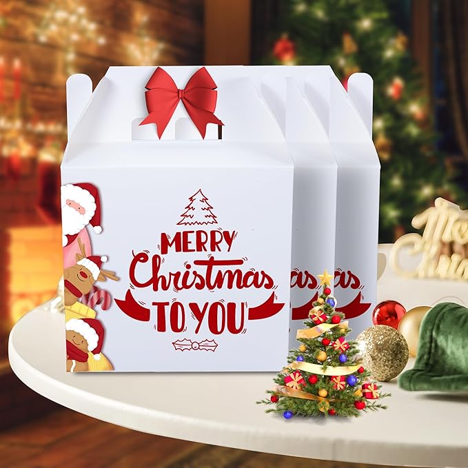 XAGLVV 24pcs White Gable Party Favor Boxes, 7 x 3.5 x 6.6 Inches, Kid Party Favors, Goodie Boxes for Kids Birthday, Wedding, Classroom Activity, Baby Shower, and More