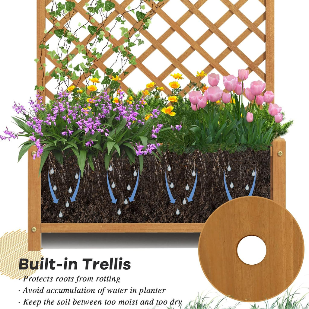 S AFSTAR Raised Garden Bed Outdoor Set of 2, 35.5x17.5x71-inch Planter Box with Trellis & Removable Bottom Base, Trellis Planter for Hanging Baskets, Idea for Patio Balcony Yard Against Wall