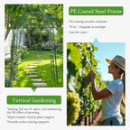 Garden Arch Arbor Trellis for Climbing Plants Outdoor, 7.8 ft Extra Tall Cucumber Trellis Raised Bed Climbing Vine Plant Support, Grape Vegetable Tomato Pumpkin Peas Bean, Black