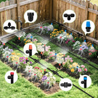 TJJFMM 230FT Drip Irrigation System for Garden with 40 Nozzles & Emitters, Garden Watering System with 1/2" & 1/4" Tube and Barbed Fittings - Adjustable Sprinklers Kit for Greenhouse, Lawn, Raised Bed