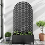 Casaphoria Metal Raised Garden Bed with Trellis and Wheels, 72"x35"x16" Arched Planter Box for Climbing Plants, Vegetables & Vines, Features Drainage Holes and Privacy Screen (Black-Square)