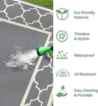 GENIMO 5 ' x 8 ' Outdoor Rug for Patio, Waterproof Indoor Outdoor Plastic Straw Rugs Carpet, Reversible Outside Area Mat for Camping, Balcony Porch, Deck, Picnic, Beach Grey & Beige White