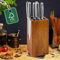 universal magnetic knife block without knives-360° rotatable magnetic knife holder made of fine acacia wood, Extra large magnet knife storage for knives and utensils for a quality kitchen life