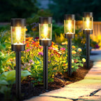 Eyrosa Solar Lights Outdoor, 12 Pack Waterproof Solar Landscape Lighting for Pathway Garden Yard Path Walkway Driveway Lawn Patio Outside Decor, Warm White