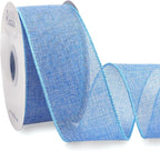 Ribbli Baby Blue Burlap Wired Ribbon, 2-1/2” Inch x Continuous 20 Yard, Wired Edge Ribbon for Wreaths,Big Bows,Tree Decoration,Outdoor Decoration