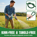 NON-EXPANDABLE Garden Hose 75 ft, Heavy Duty Flexible Water Hose, Kink Resistant Lightweight Hybrid Hose with Durable Fabric Skin, Leakproof Hose Male to Female Fittings