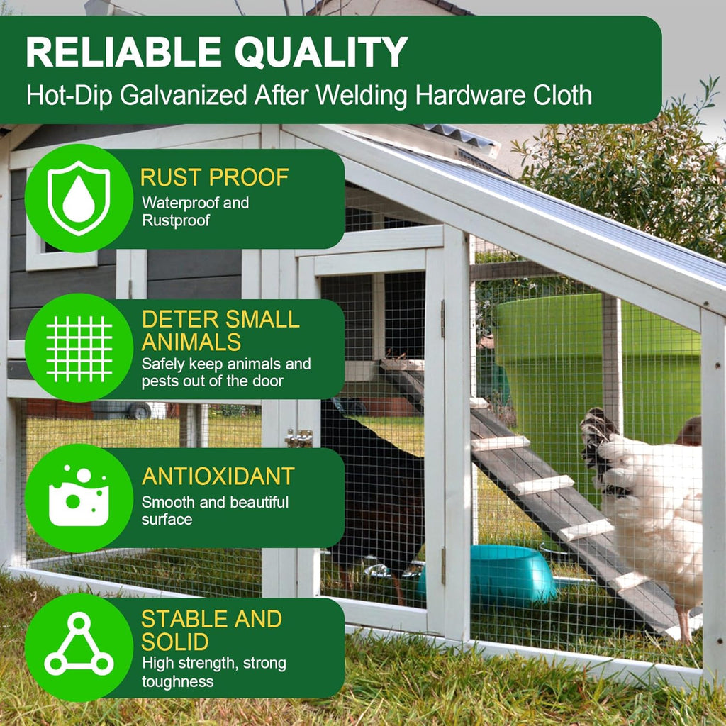 HOPERAN Hardware Cloth 1/2 Inch 48 x 50 ft - 19 Gauge Chicken Wire Fencing, Galvanized Wire Mesh Roll, Welded Wire Fence, Chicken Coop Wire Fence Gopher Wire Rabbit Wire Poultry Netting Cage
