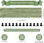 24 Pack Sage Green Cheesecloth Table Runner 10FT Long Boho Gauze Table Runner Rustic Sheer Runner for Wedding Bridal Baby Shower Birthday Party Table Decor Thanksgiving Christmas Decorations