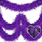 25 Feet Metallic Twist Tinsel Garland Wall Hanging Backdrop for Parade Floats, Christmas Eve, New Year, Valentine's Day Party Decorations (Purple, 4in x 25ft)