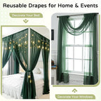 Wedding Arch Draping Fabric 29" x 19Ft Sheer Drapes for Backdrop Wedding Ceremony Reception Ceiling Decor Curtain Baby Bridal Shower Decoration (Hunter Green, 2 Panels)