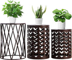 Y&M Nesting Side Table, Set of 3 Stacking Coffee Table for Living Room, Indoor End Tables, Outdoor Garden Stool with Heavy Duty Modern Industrial Decor - Pure Brown (Ship from US)