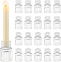 Romadedi Glass Candle Holder for Candlestick - 20 Pcs Clear Small Tapered Candle Holder Wedding Decor Table Centerpiece Bulk for Candle Sticks Christmas Party Living Room Dinner Advent