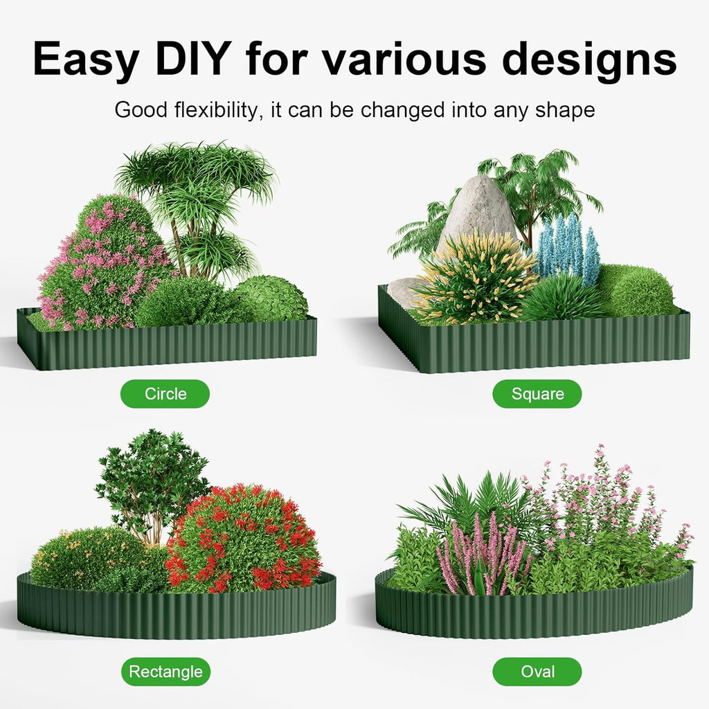 Land Guard Corrugated Metal Garden Edging, 12"×25Ft Steel Landscape Edging, Corrugated Metal Yard Edging Borders, Steel Edging for Landscaping, Garden Fence, Lawn, Flower Bed (Olive-Green)