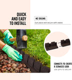 Playsafer L-Shaped Flexible Rubber Castle Edger for Lawns Landscaping and Playgrounds | Easy No Dig Installation (4 Pack, Brown)