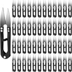Therwen 48 Pcs 4 Inch Bonsai Pruning Scissors Thread Snips Mini Sewing Scissors U Shaped Bulk Bud and Leaves Trimmer Yarn Carbon Steel Pruners Trimmers for Gardening(Black)