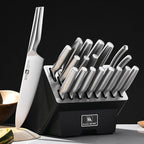 19 Piece Contour High Carbon Stainless Steel Kitchen Knife Set with Knife Sharpener Non-Slip Handles Knife Set with Block