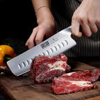 7 Inch Nakiri Knife, Japanese High Carbon Stainless Steel Chef Knife, Multipurpose Meat Vegetable Sharp Kitchen Knife with Ergonomic Pakkawood Handle