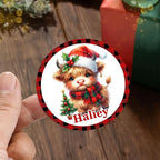 Personalized Christmas Stickers - Custom Name Waterproof Christmas Gift Tags for Gift Box Xmas Holiday Decorations Party Favors - 30 Stickers (Cow)