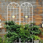 2 Pack Metal Garden Trellis 86.7" Black Fence Rustproof Garden Trellis for Climbing Plants Support Roses Flower Outdoor Lawn, Cream White