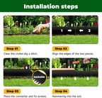 Steel Garden Edging with Top Bending Protection Metal Lanscape Edging Steel Lawn Edging 40 inch Strips, 8 inch Depth 180 Degree Bend for Garden,Lawn,Backyard, 6 Pack (8 inch-180 Degree Bend, Black)