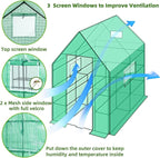 Greenhouse for Outdoors with Screen Windows, Ohuhu Upgraded 4 Tiers 11 Shelves Walk-in Greenhouses with Durable PE Cover, Outside Garden Plastic Green House with Ground Pegs & Ropes for Stability