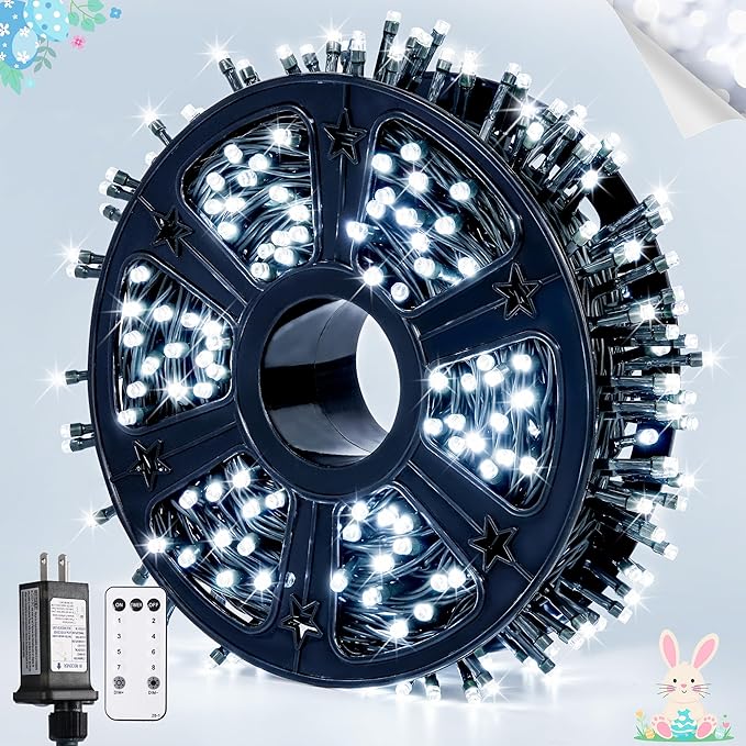 JMEXSUSS 400 LED White String Lights Outdoor Waterproof, 132ft Christmas Tree Lights with Remote, Indoor String Lights Plug in for Patio Yard Garden House Bush Decor