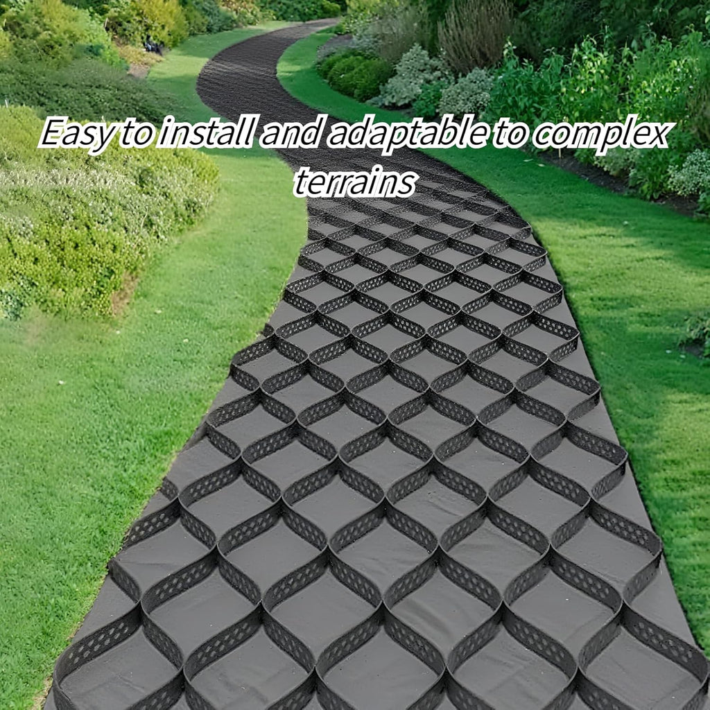 Ground Grid Black Base Grid, Durable Ground Reinforcement for Gardens Yards Pathways Slopes, Parking Landscaping (40x4Ft x 2Inch)