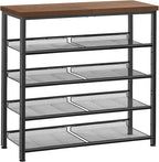 Pipishell 5-Tier Shoe Rack for Entryway and Small Spaces with Wooden Top & Metal Frames, Shoe Storage Organizer with Adjustable Storage Shelves, PISRB4