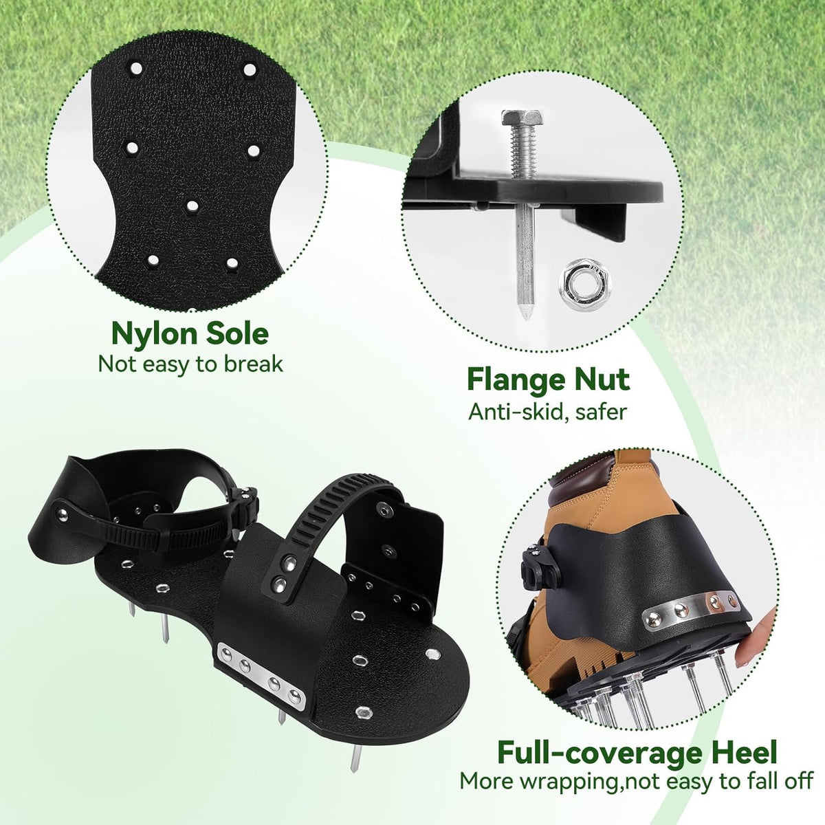HFH Lawn Aerator Shoes for Grass，Aeration Shoes for Lawn，Spike Shoes for Lawn Aerating (Buckle)