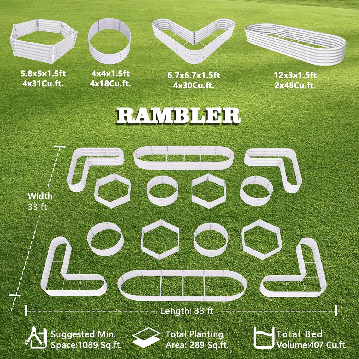A ANLEOLIFE 14-Pack Deep Root Galvanized Raised Garden Beds Outdoor for Planting Vegetables Flowers Herb, Antique White