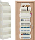 1 Pack Over The Door Organizer, Hanging Storage Organizer with Clear Window, 40lb Ultra Sturdy Large Capacity Room Organizer for Pantry Bathroom Nursery Closet Baby Essential (Beige)