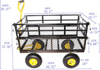 Heavy Duty Garden Wagon with Foldable Sides, Pneumatic Tires, Adjustable Handle (Yellow + Black Double Layer)